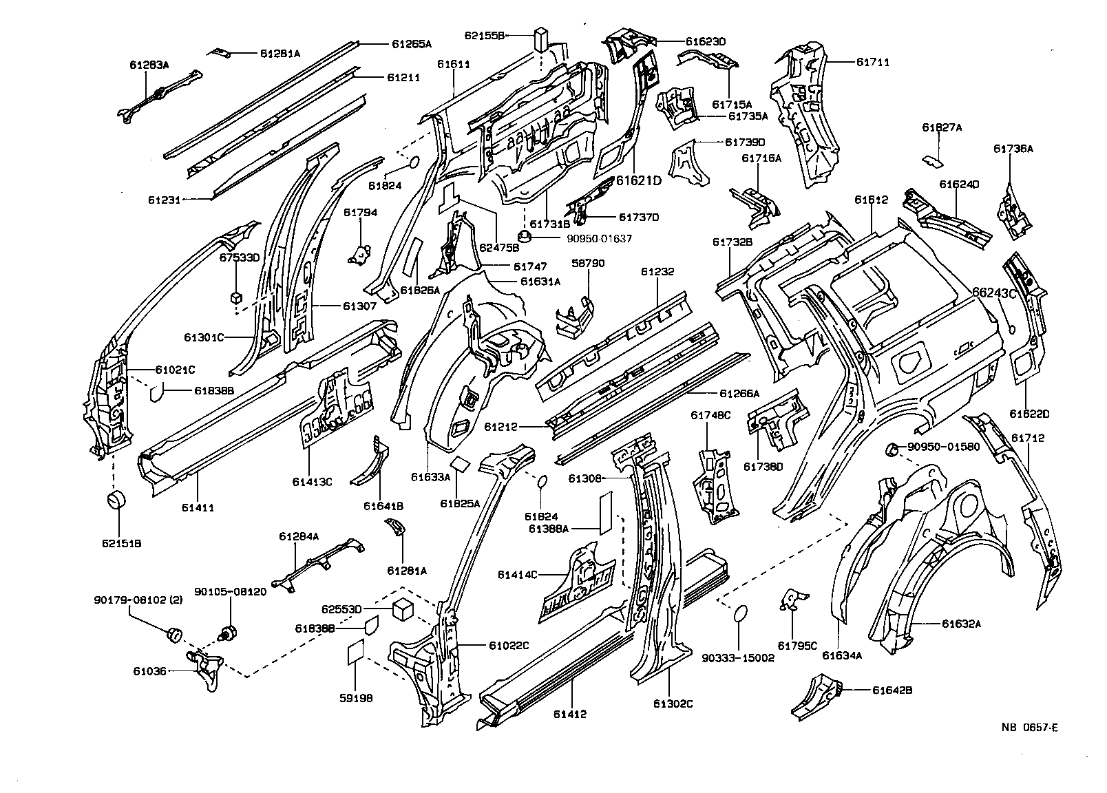61622-12290 TROUGH, LUGGAGE COMPARTMENT OPENING, LH product image