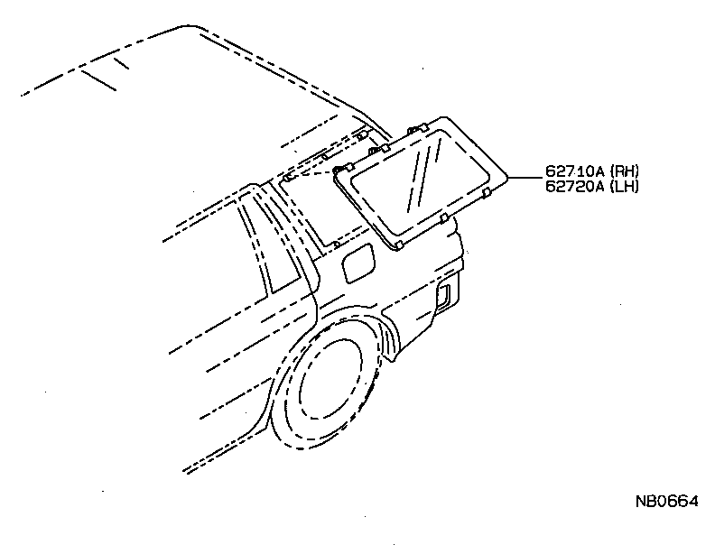 62073-13030 GLASS SUB-ASSY, QUARTER, REAR RH product image