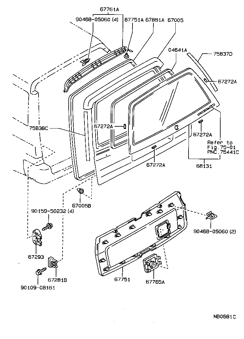 67005-13730 PANEL SUB-ASSY, BACK DOOR product image