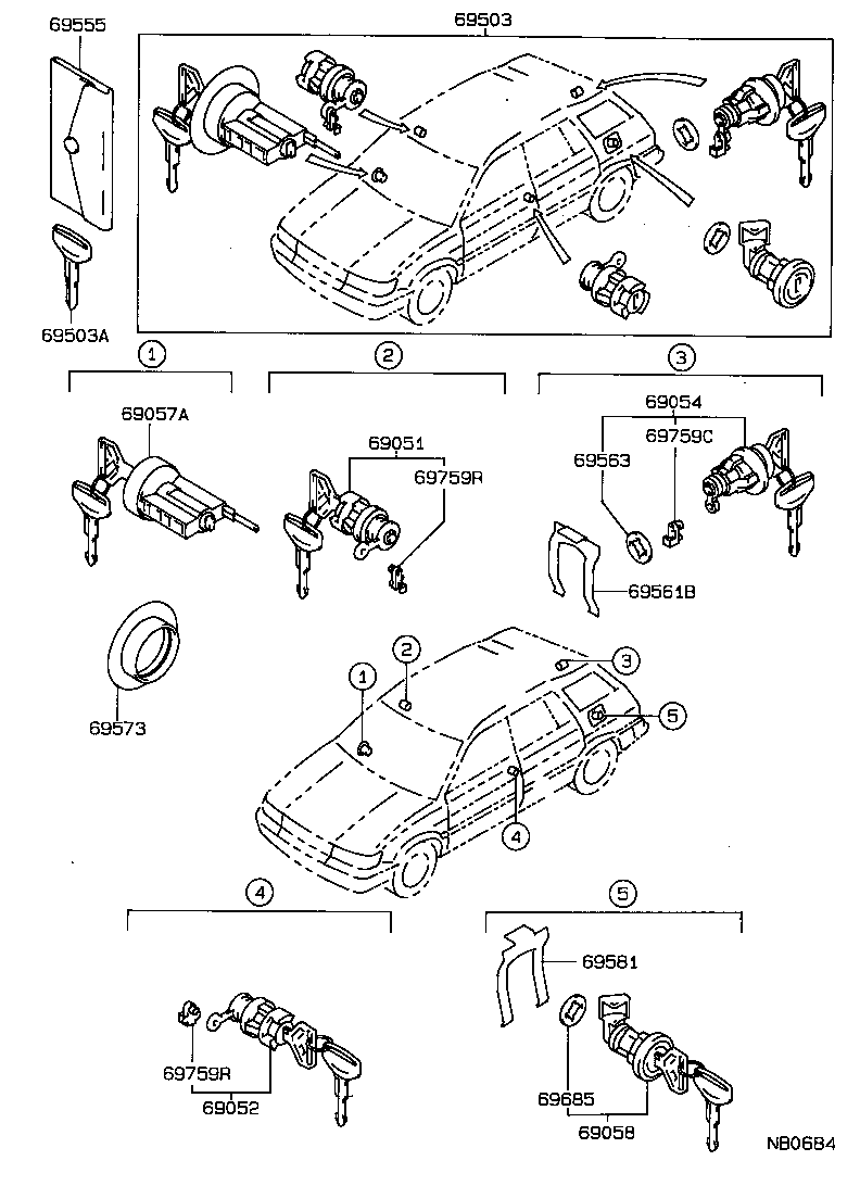69005-1A150 CYLINDER SET, LOCK product image