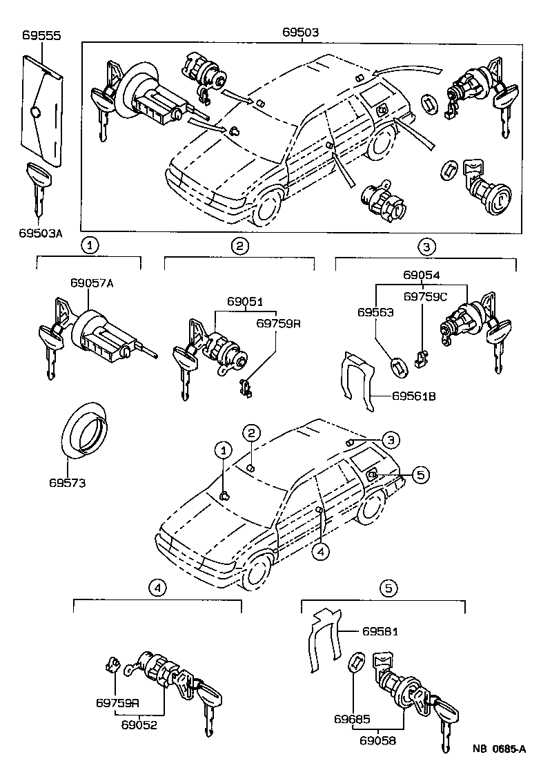69005-12810 CYLINDER SET, LOCK product image