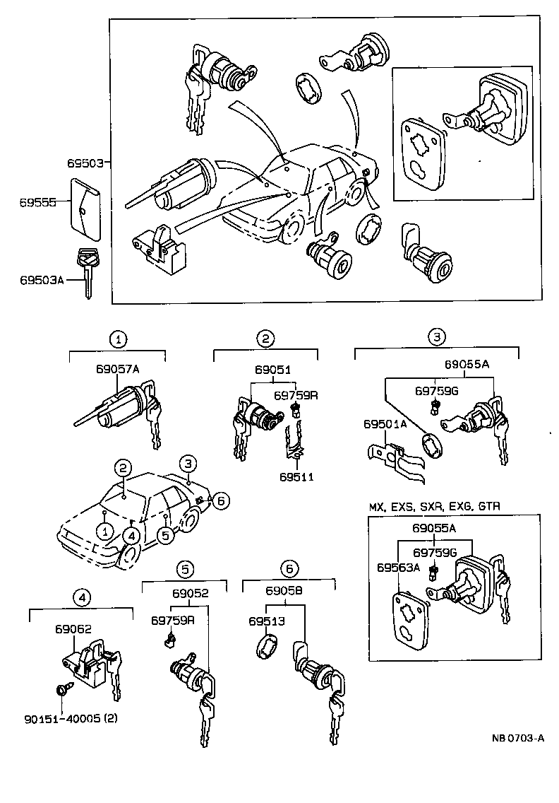 69005-20680 CYLINDER SET, LOCK product image