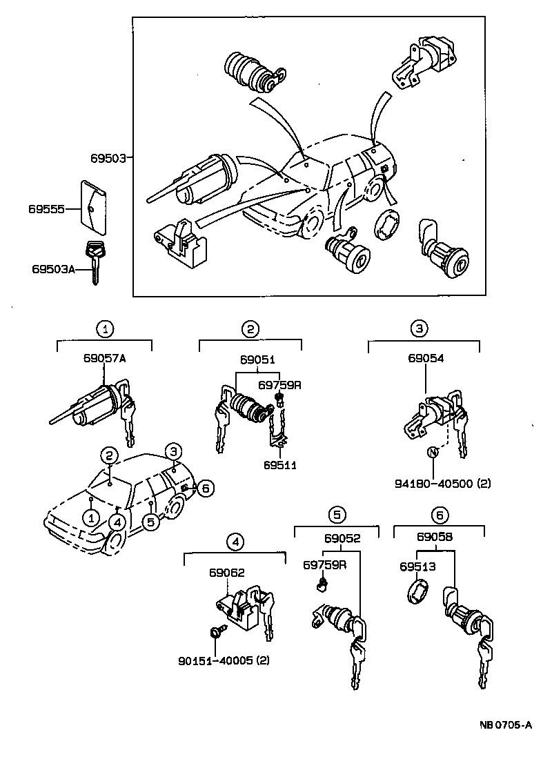 69005-20680 CYLINDER SET, LOCK product image