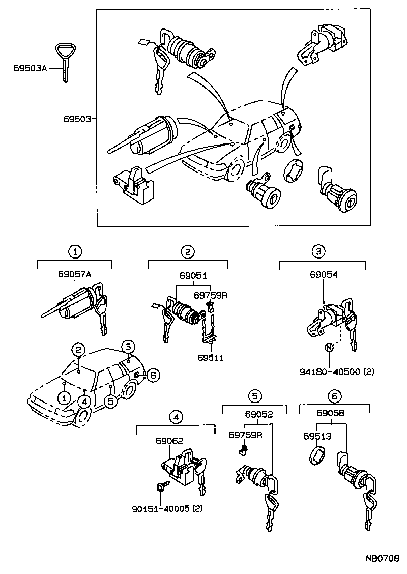69005-20810 CYLINDER SET, LOCK product image