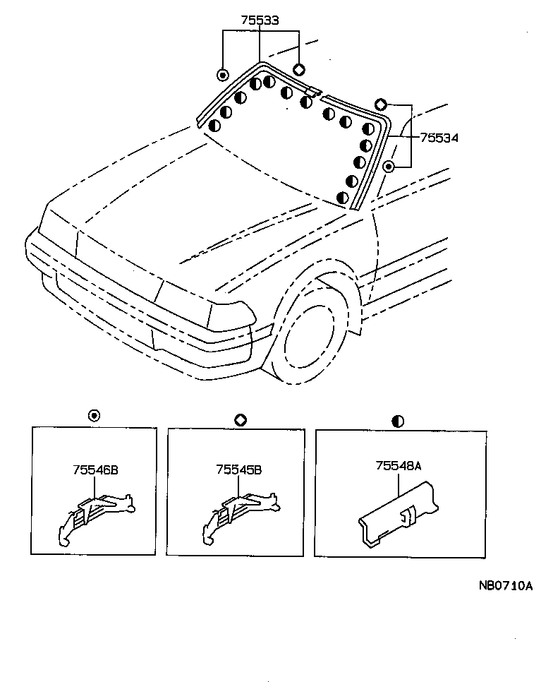 75546-20110 CLIP, WINDSHIELD OUTSIDE MOULDING, NO.2 product image