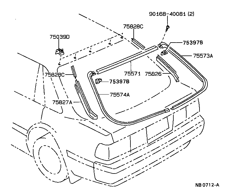 75571-20280 MOULDING, BACK WINDOW, OUTSIDE UPPER product image