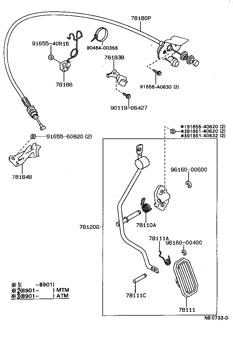 78186-20120 SUPPORT, ACCELERATOR CONTROL CABLE, NO.1 product image