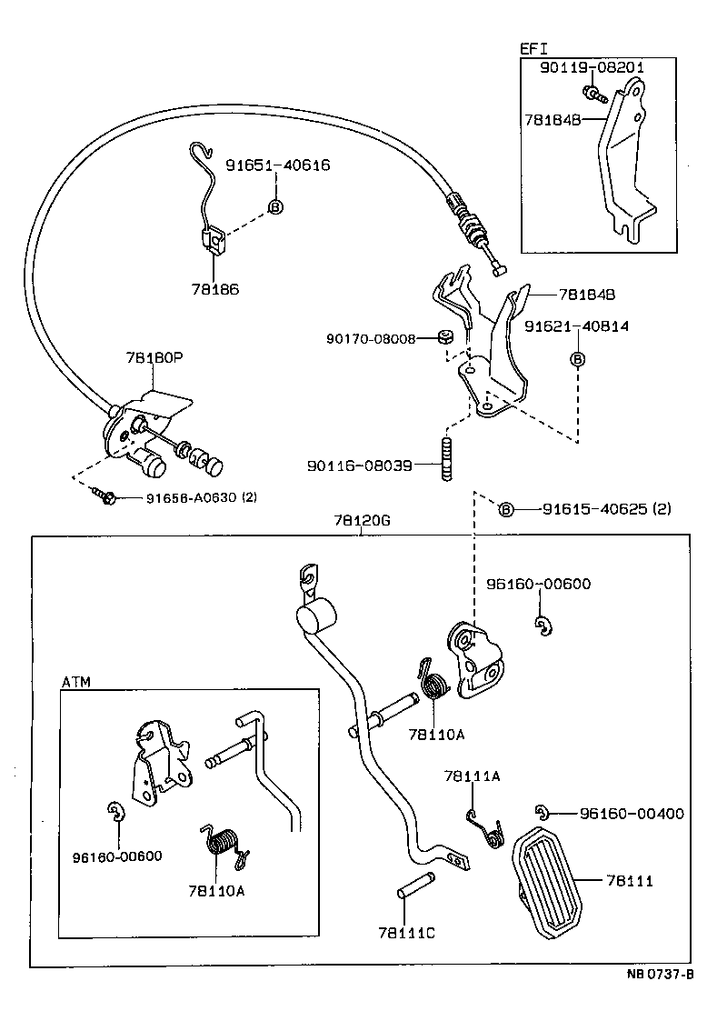 78189-32041 SUPPORT, ACCELERATOR CONTROL CABLE, NO.2 product image