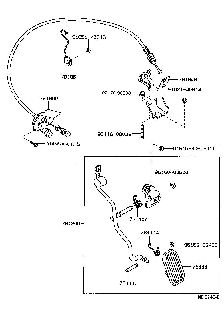 78180-2B070 CABLE ASSY, ACCELERATOR CONTROL product image