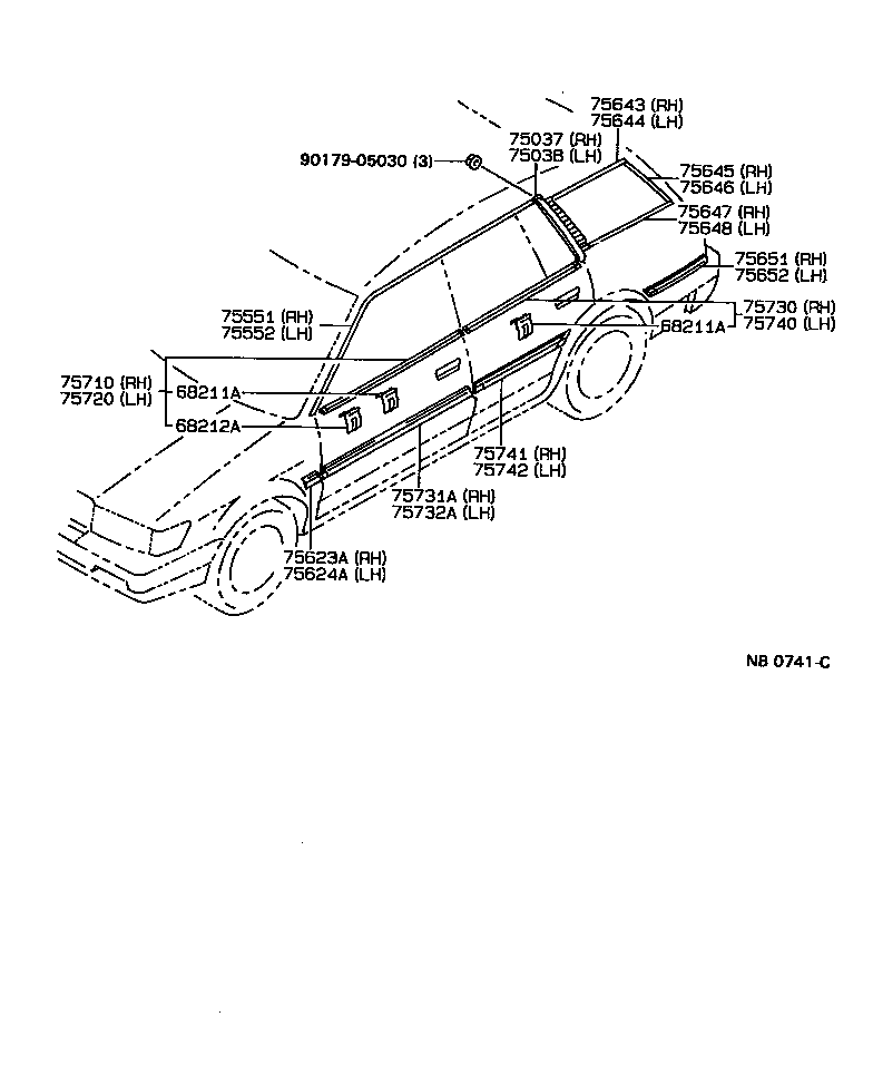 75741-12731-03 MOULDING, REAR DOOR, OUTSIDE RH product image