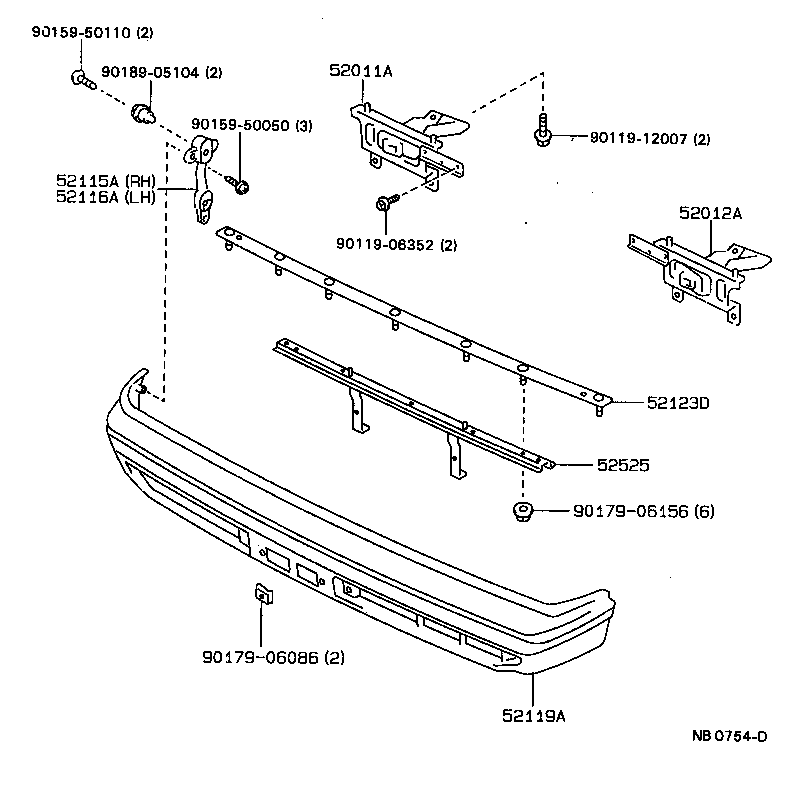 52144-20200 STAY, FRONT BUMPER, NO.2 RH product image