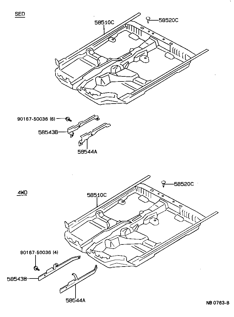 58544-20020 BRACKET, FLOOR CARPET, LH product image