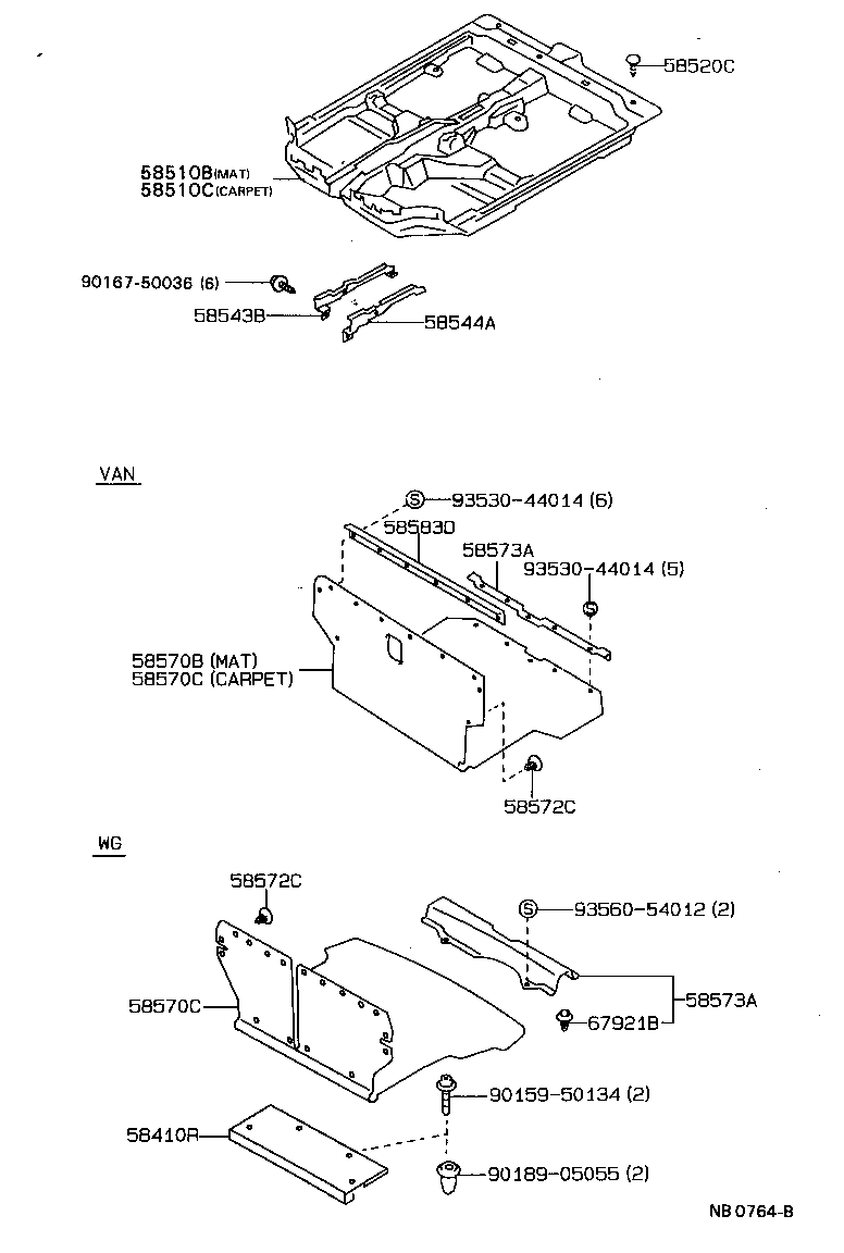 58544-20020 BRACKET, FLOOR CARPET, LH product image