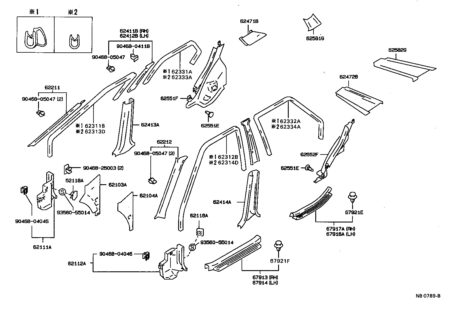 62475-20210 PAD, ROOF SIDE INNER GARNISH, RH product image