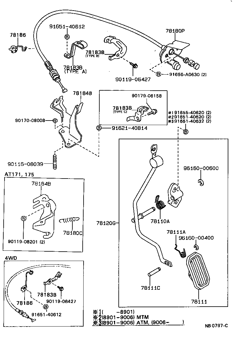 78186-20120 SUPPORT, ACCELERATOR CONTROL CABLE, NO.1 product image