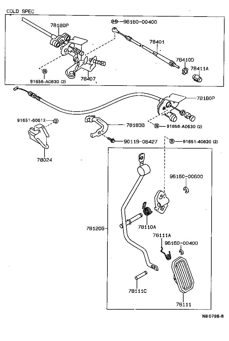 78186-20120 SUPPORT, ACCELERATOR CONTROL CABLE, NO.1 product image