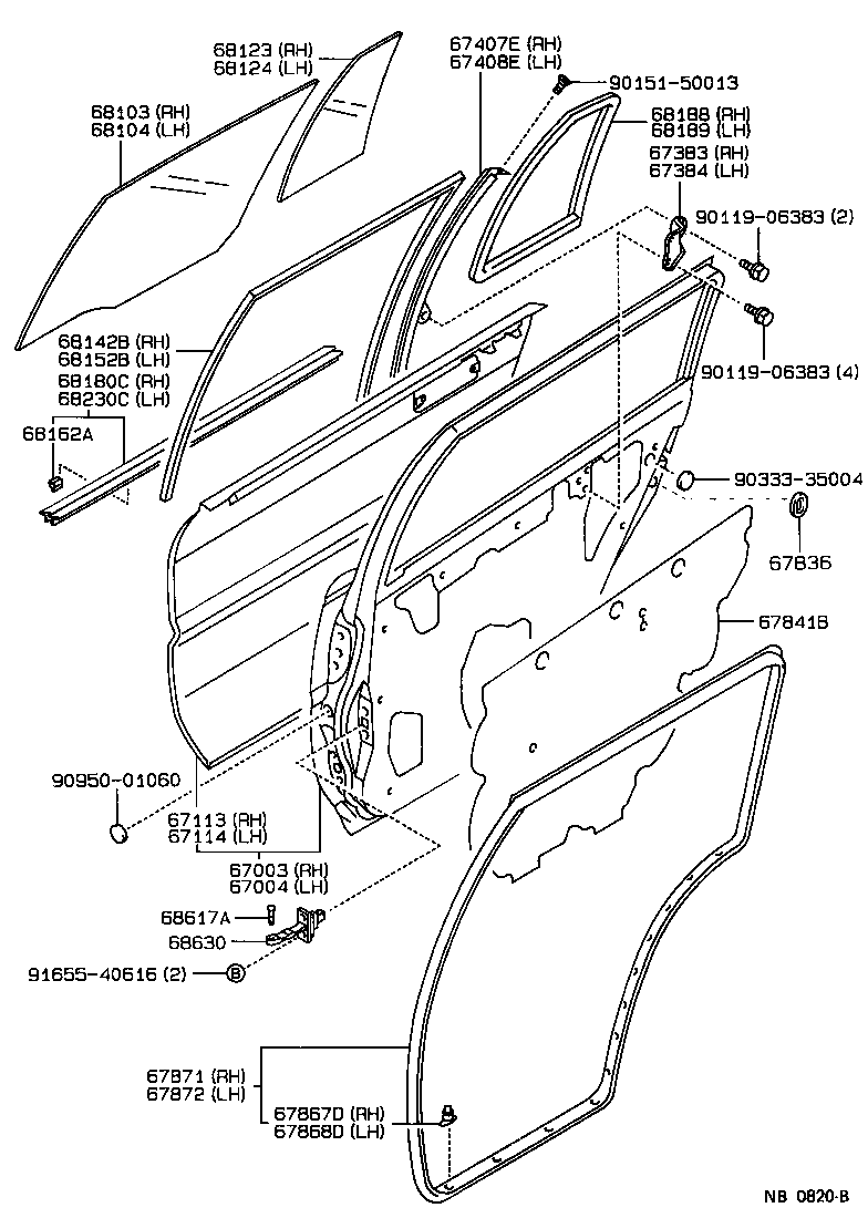 67003-12610 PANEL SUB-ASSY, REAR DOOR, RH product image