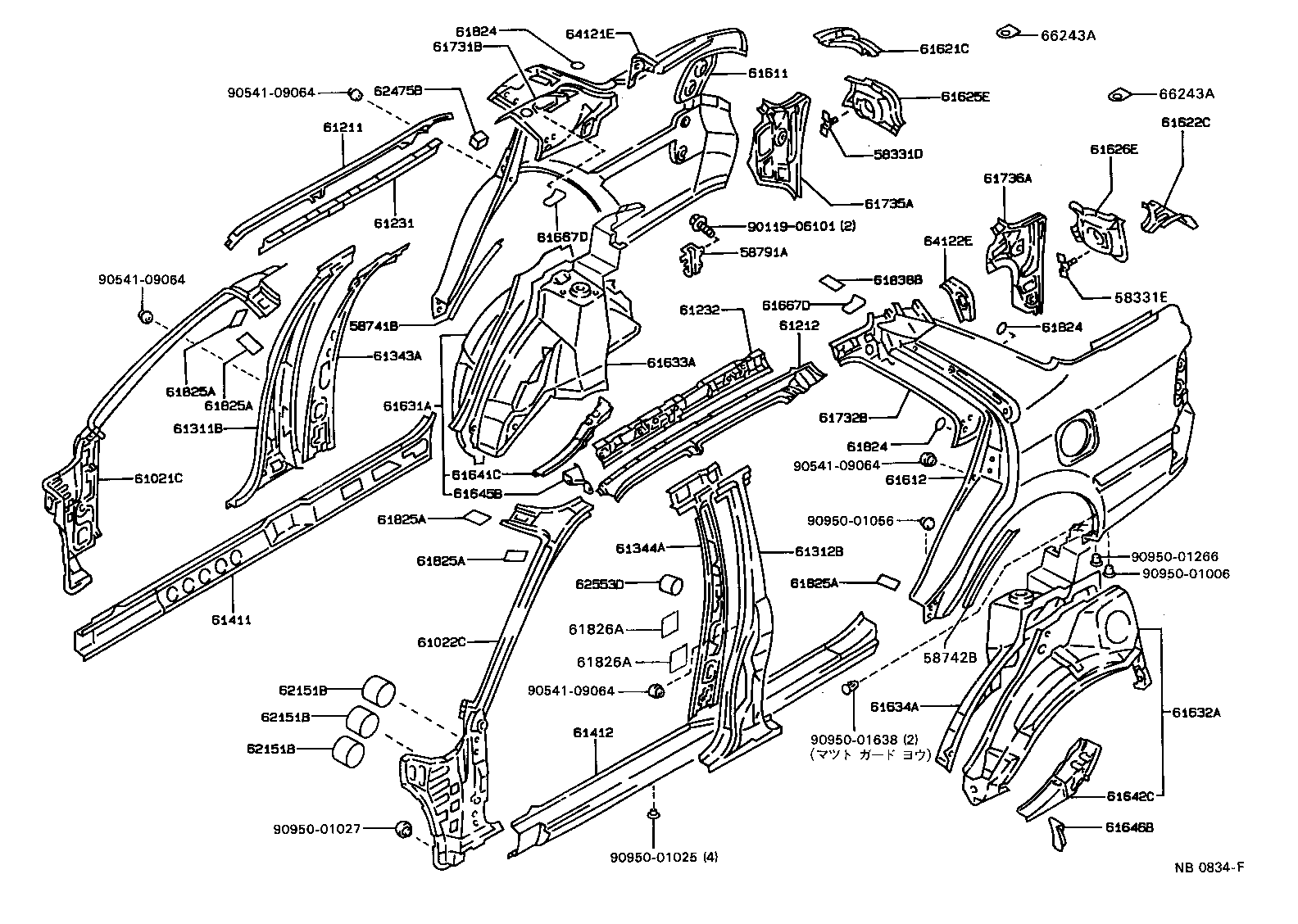 61311-20905 PILLAR, CENTER BODY, OUTER RH product image