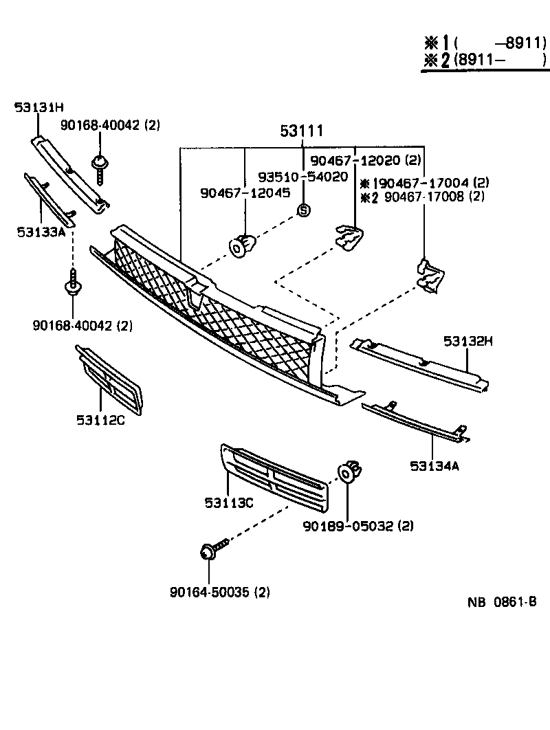 53101-91606 GRILLE, RADIATOR product image