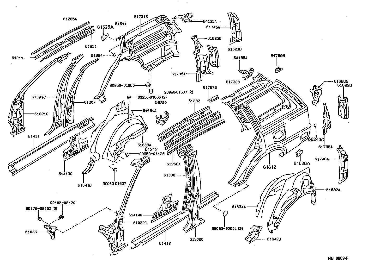 61622-12290 TROUGH, LUGGAGE COMPARTMENT OPENING, LH product image