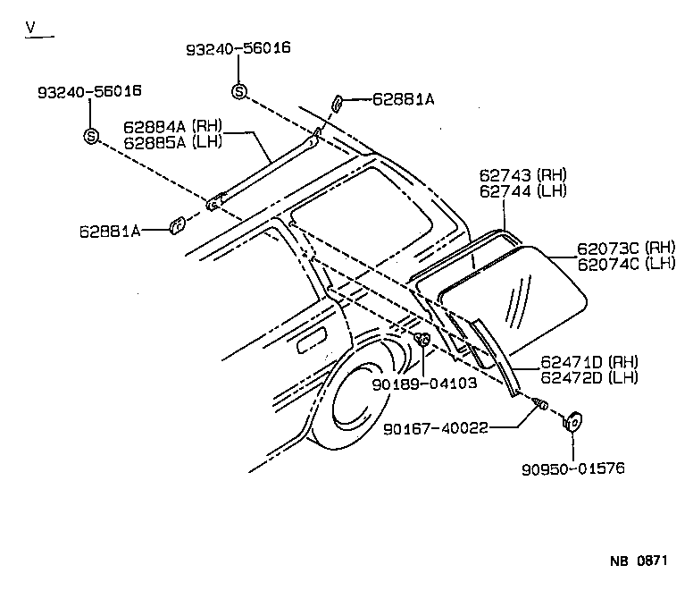 62710-12631 WINDOW ASSY, QUARTER, RH product image