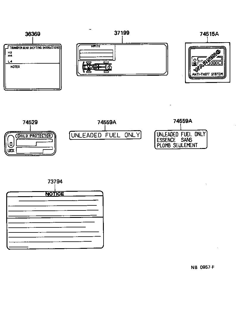 Toyota 35519-35110 LABEL, TRANSFER INFORMATION