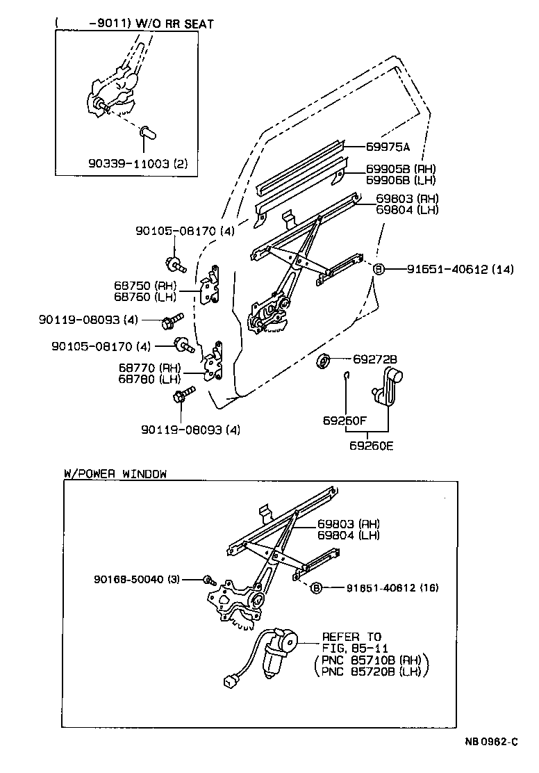 69905-20110 CHANNEL SUB-ASSY, REAR DOOR GLASS, RH product image