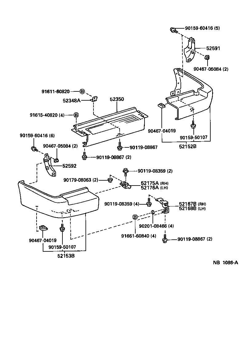52107-60190 EXTENSION, REAR BUMPER, LH product image