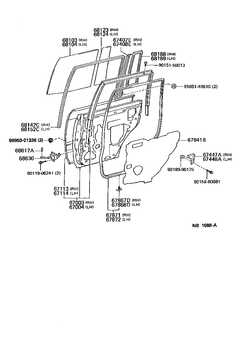 Toyota 67004-60130 PANEL SUB-ASSY, REAR DOOR, LH