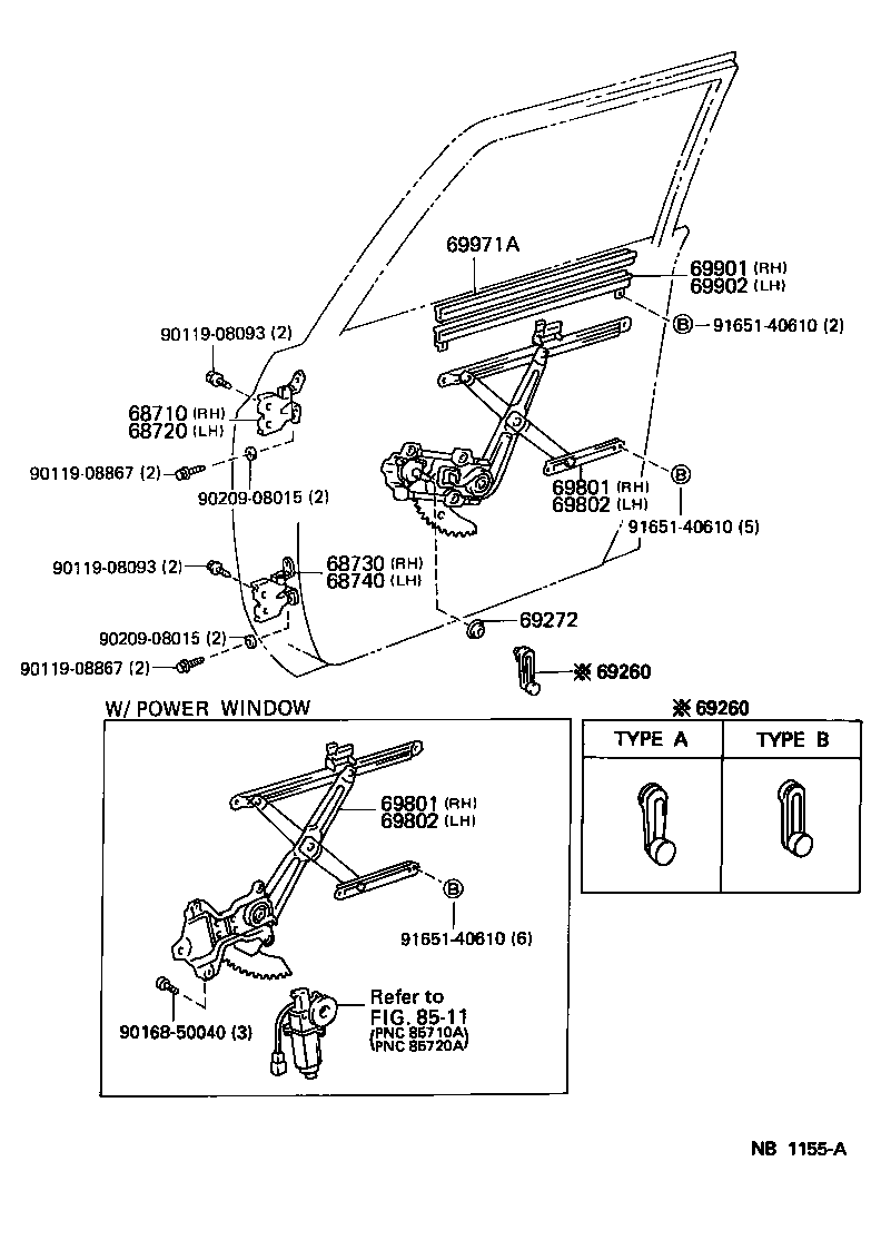 69810-60040 REGULATOR SUB-ASSY, FRONT DOOR WINDOW, RH product image