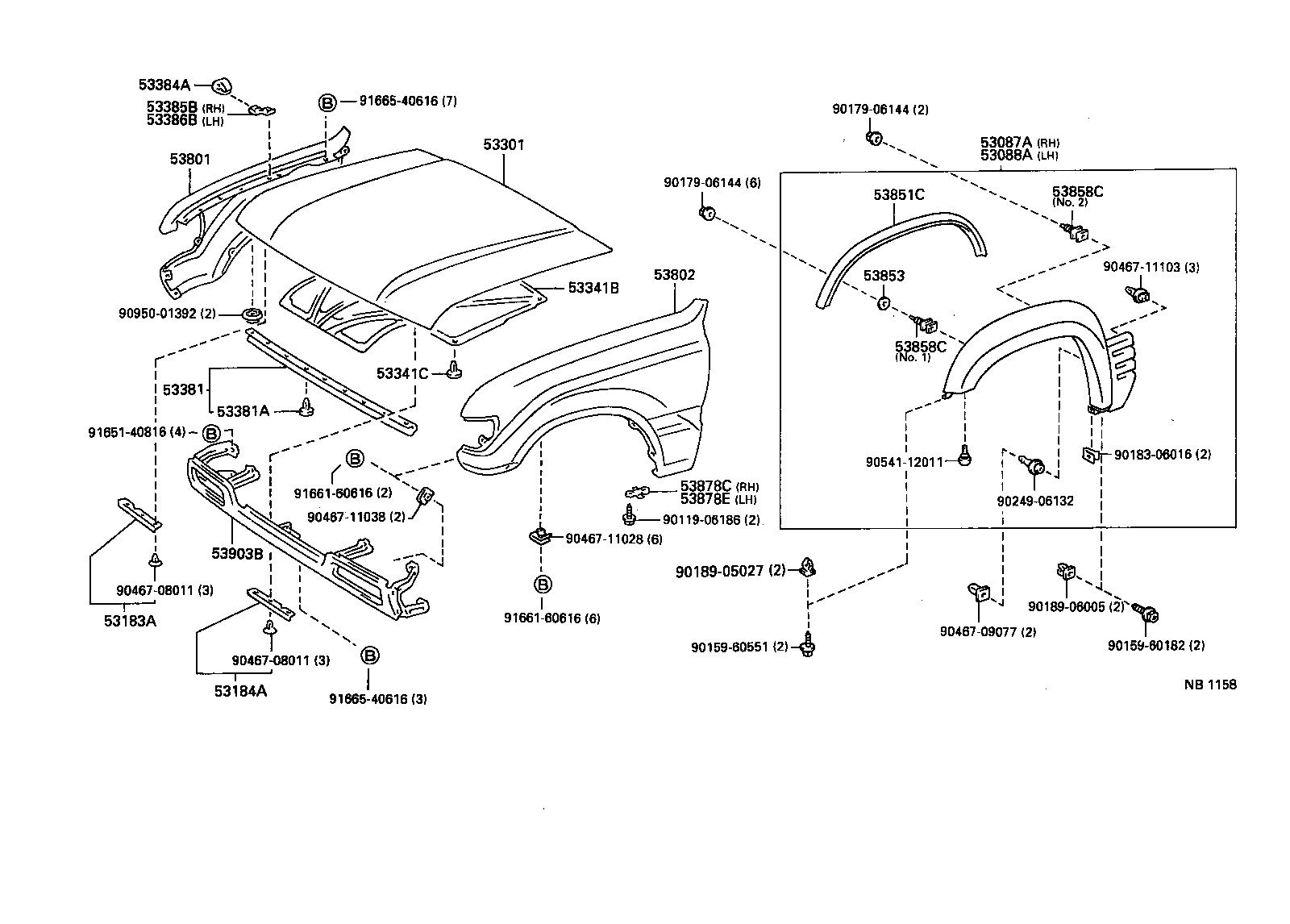 53802-60080 FENDER SUB-ASSY, FRONT LH product image