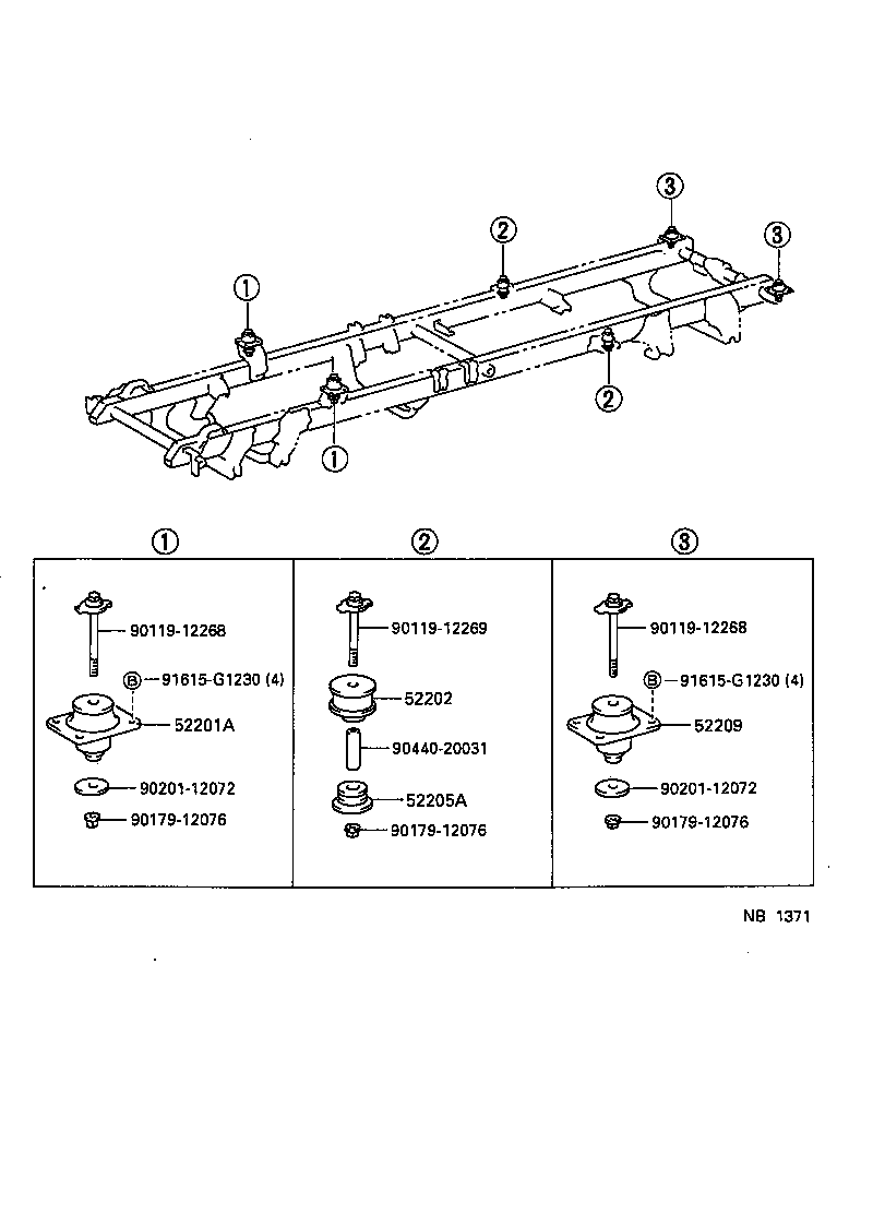 52201-65010 CUSHION SUB-ASSY, CAB FRONT MOUNTING product image