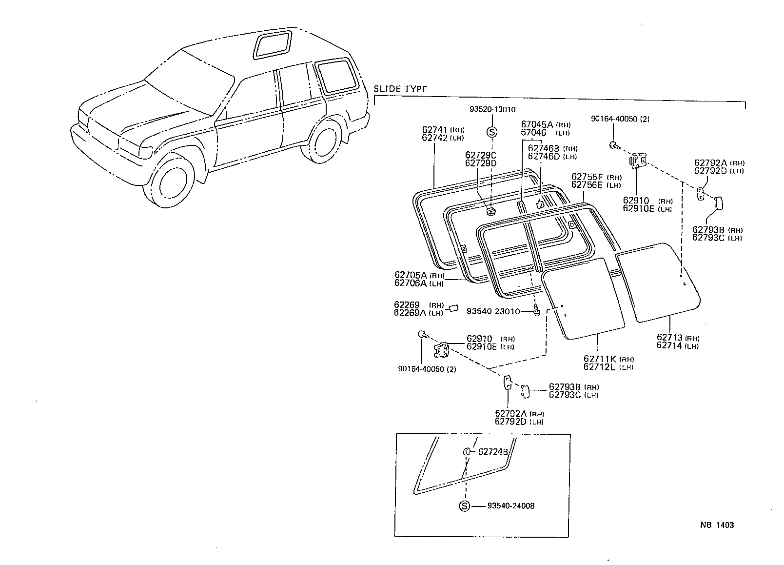 62706-60040 FRAME SUB-ASSY, QUARTER WINDOW, LH product image