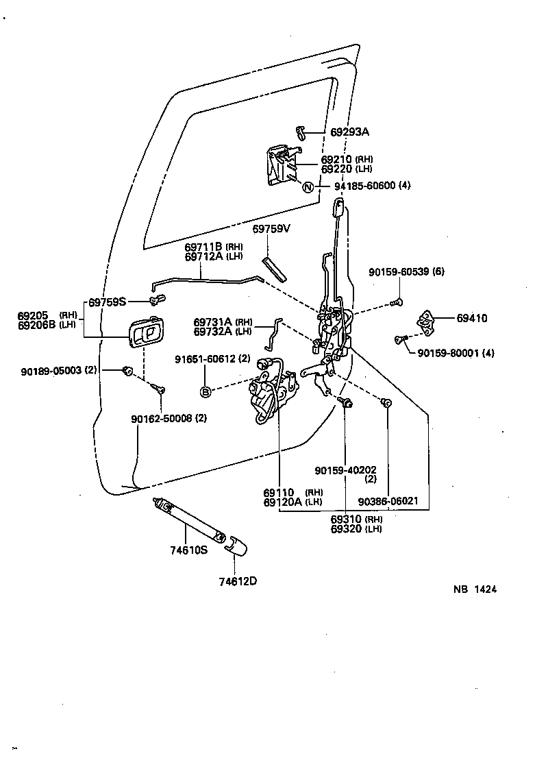 69210-65020 HANDLE ASSY, FRONT DOOR, OUTSIDE RH product image