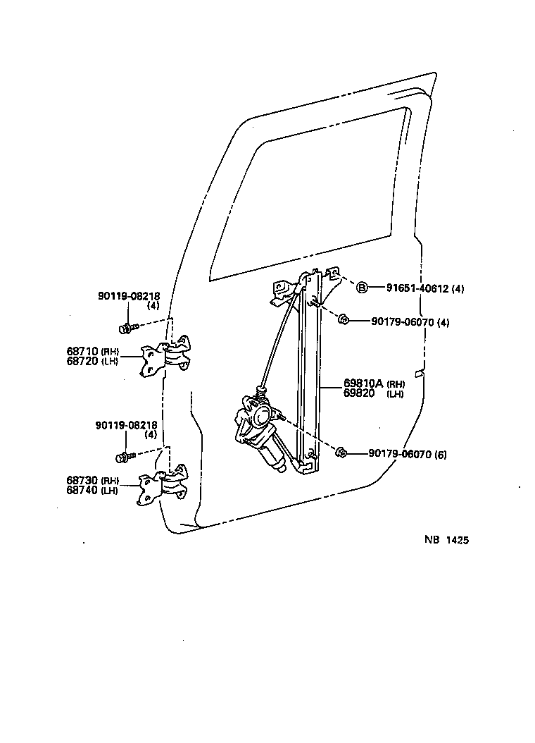 69820-65020 REGULATOR ASSY, FRONT DOOR WINDOW, LH product image