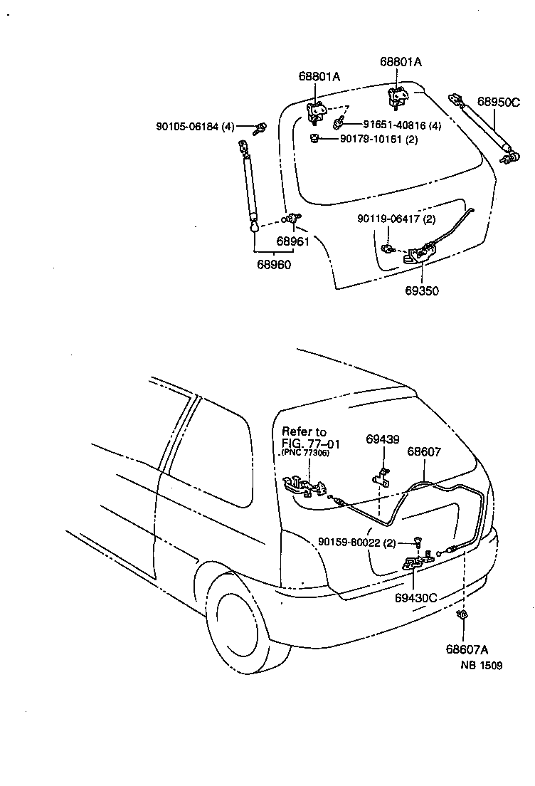 68960-19645 STAY ASSY, BACK DOOR, LH product image