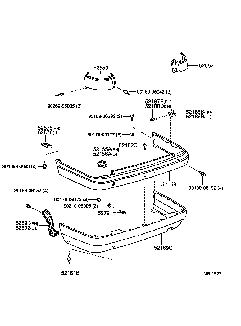 52159-20860 COVER, REAR BUMPER product image