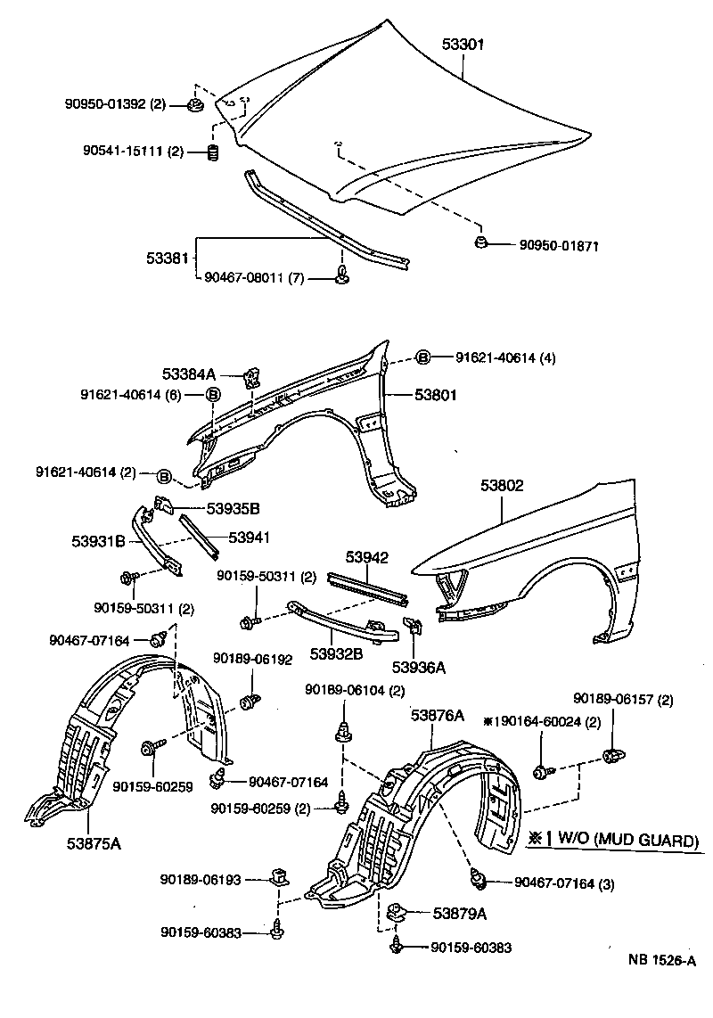 53876-20350 LINER, FRONT FENDER, LH product image