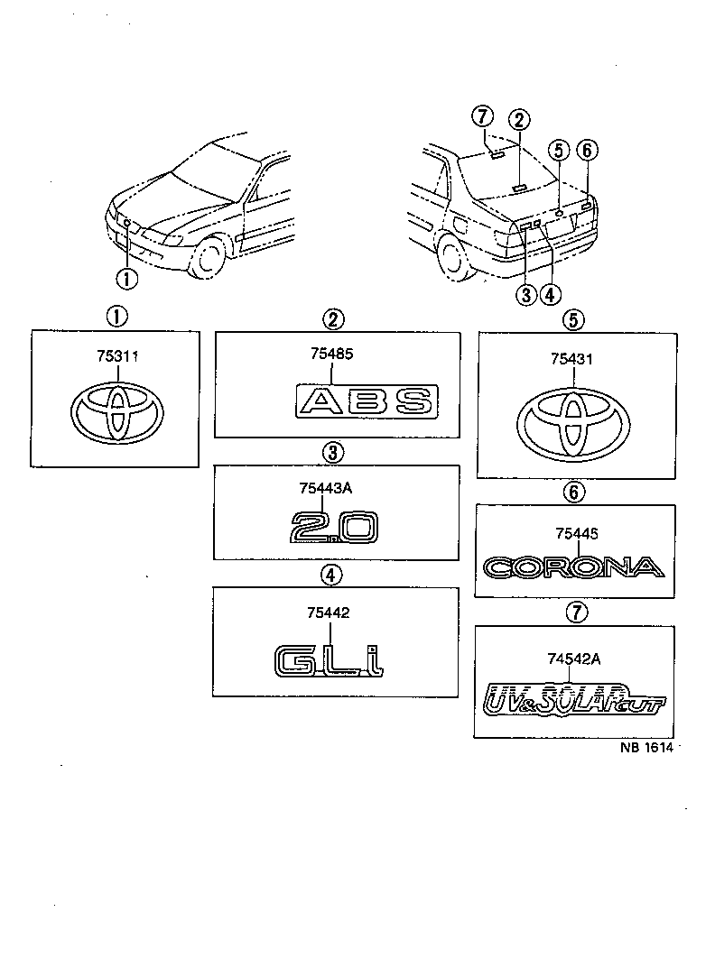 75431-20060 EMBLEM, LUGGAGE COMPARTMENT DOOR product image