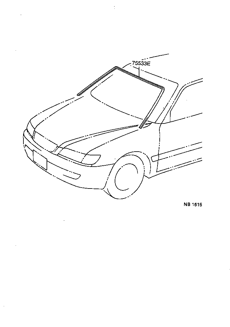 75533-20370 MOULDING, WINDSHIELD, OUTSIDE product image