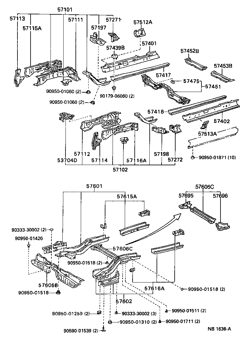 57402-05020 MEMBER SUB-ASSY, MAIN FLOOR SIDE, LH product image