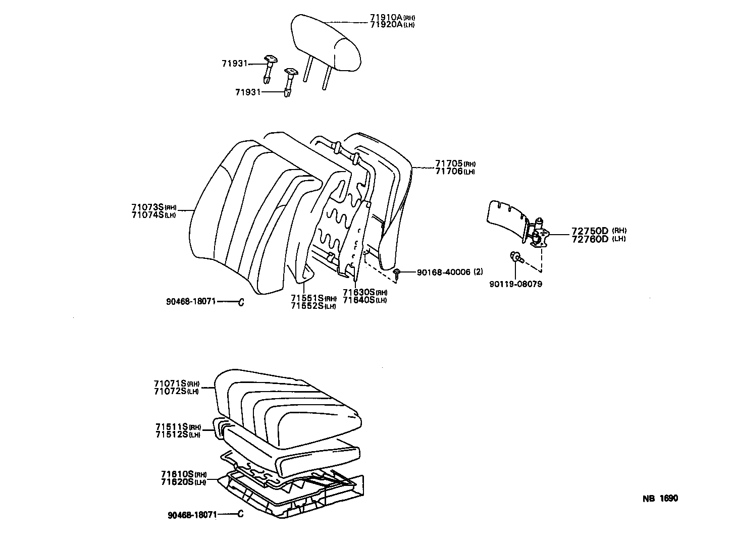 71640-30890 SPRING ASSY, FRONT SEAT BACK, LH(FOR SEPARATE TYPE) product image
