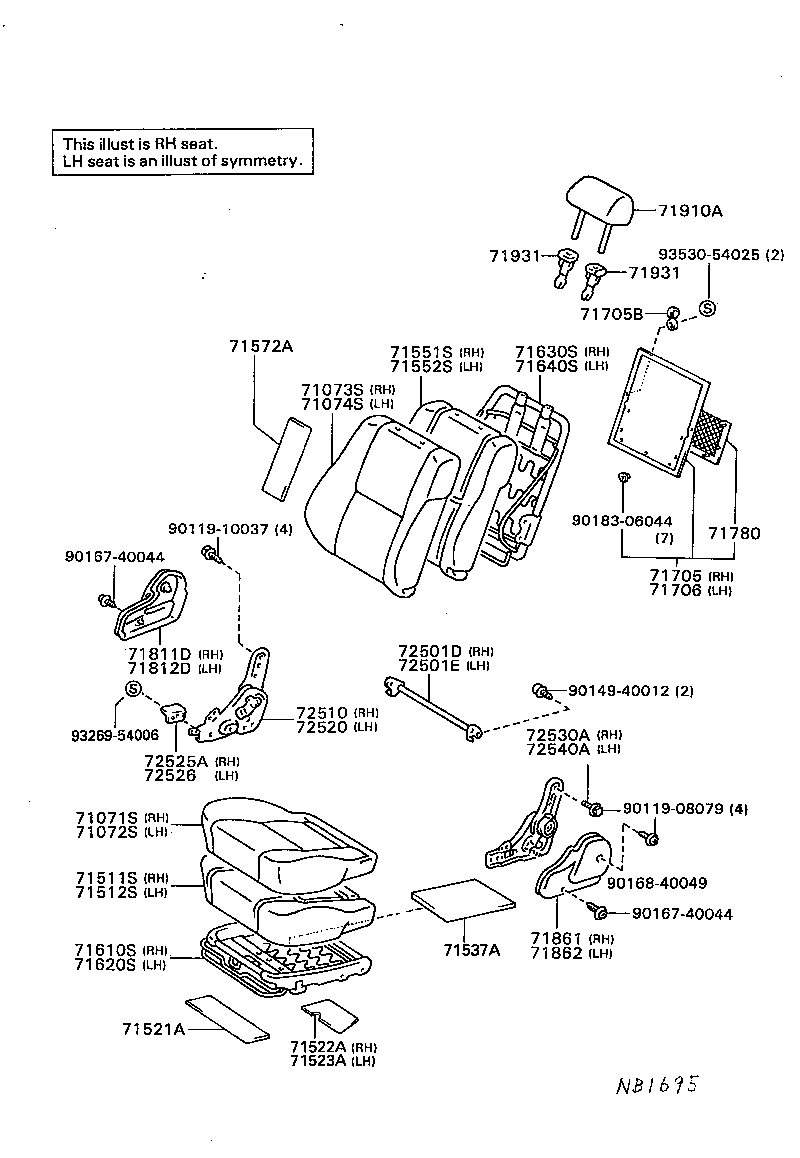 71665-60010 PAD, REAR SEAT BACK, SIDE A product image
