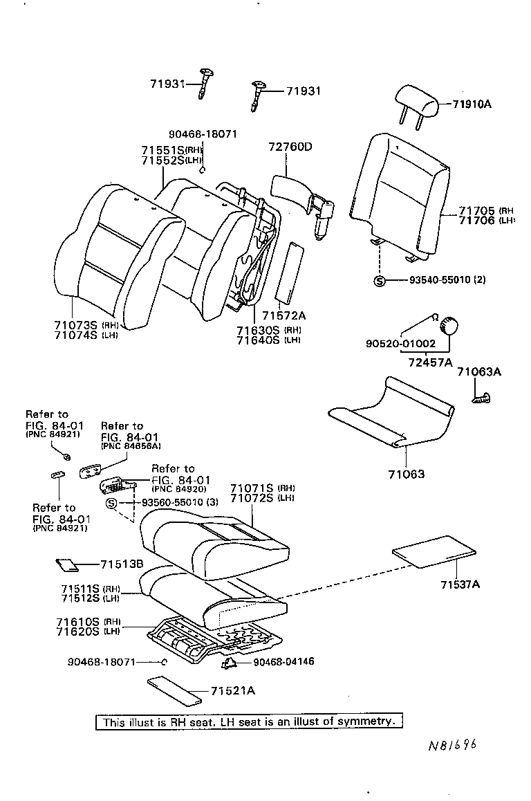 71665-60010 PAD, REAR SEAT BACK, SIDE A product image