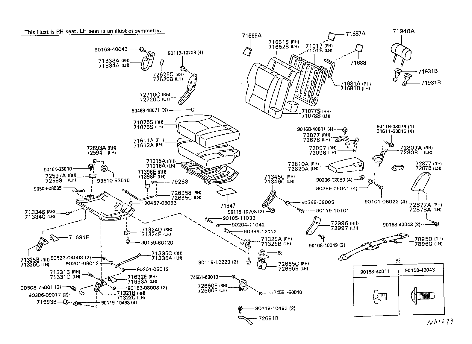 71652-60090 PAD, REAR SEAT BACK, LH(FOR SEPARATE TYPE) product image