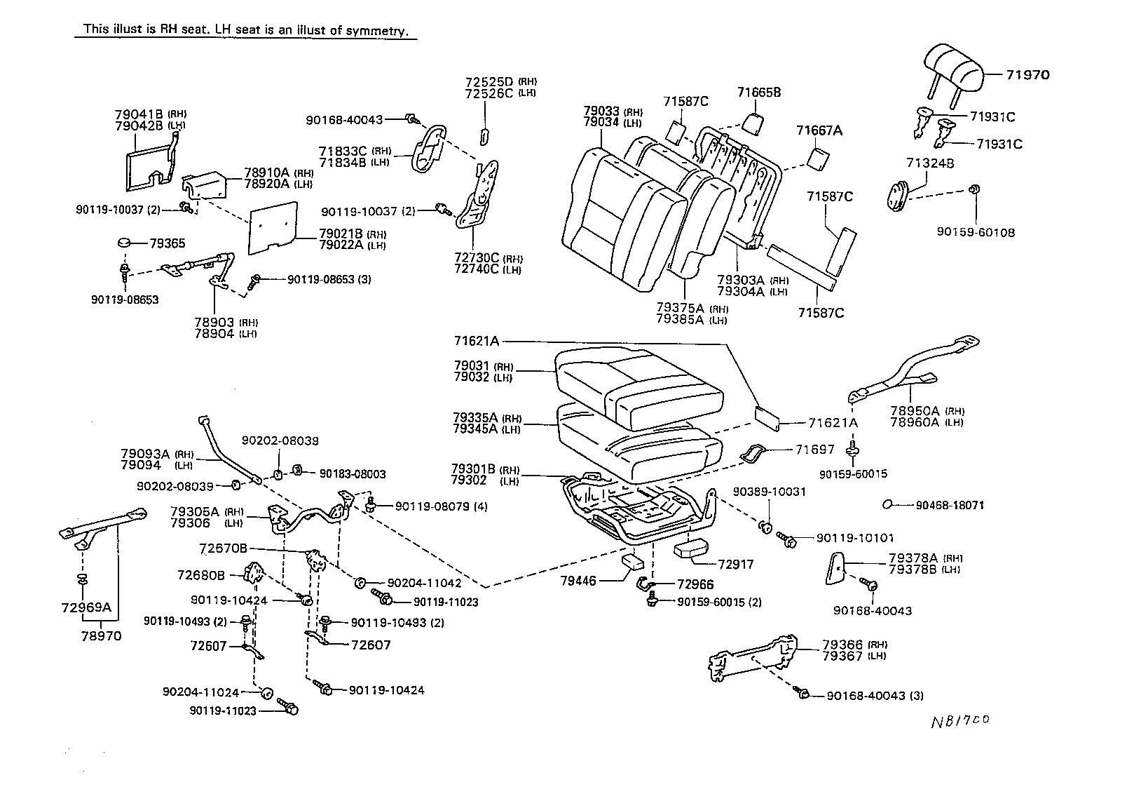 71652-60090 PAD, REAR SEAT BACK, LH(FOR SEPARATE TYPE) product image