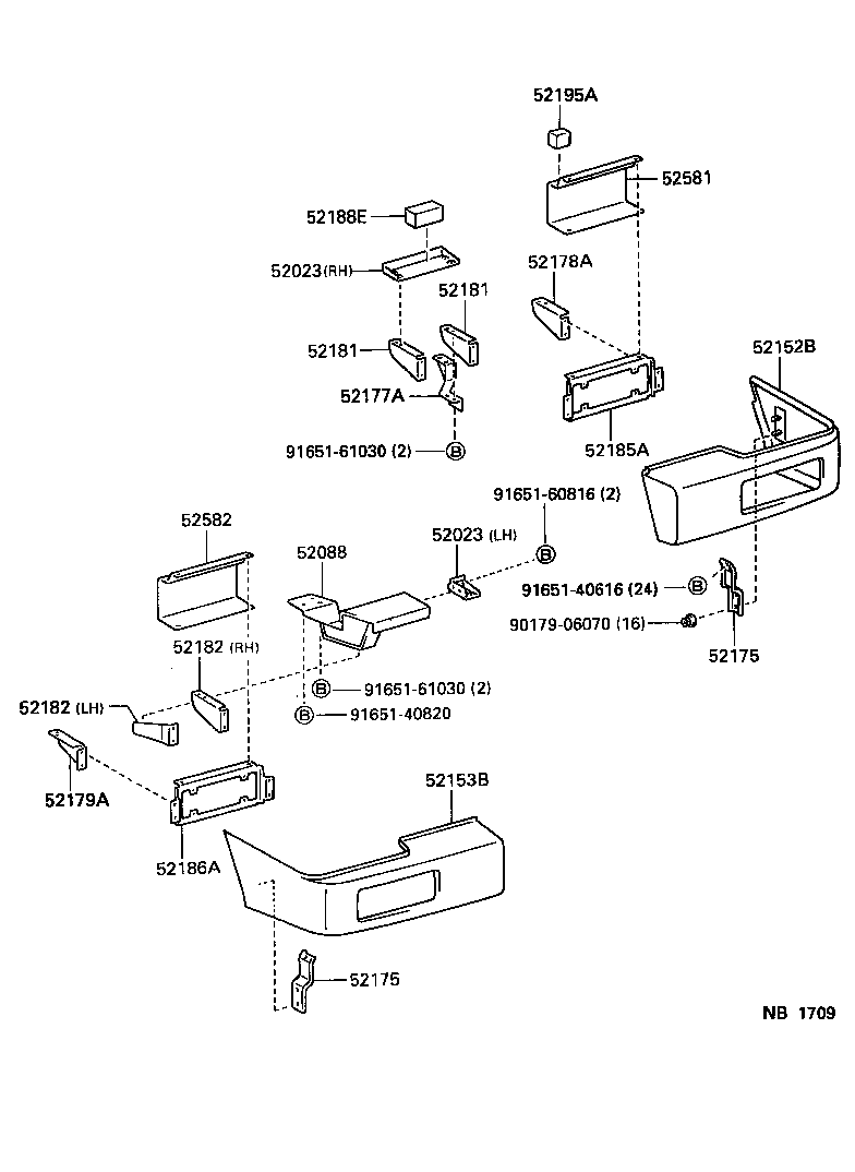 52181-65030 ARM, REAR BUMPER, RH product image