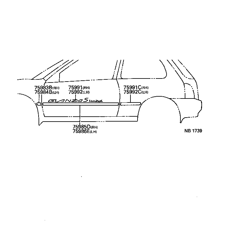 75987-10350 STRIPE, REAR DOOR, OUTSIDE, RH product image