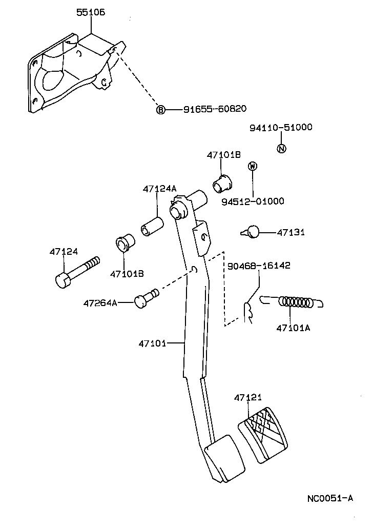 Toyota 47101-01030 PEDAL SUB-ASSY, BRAKE