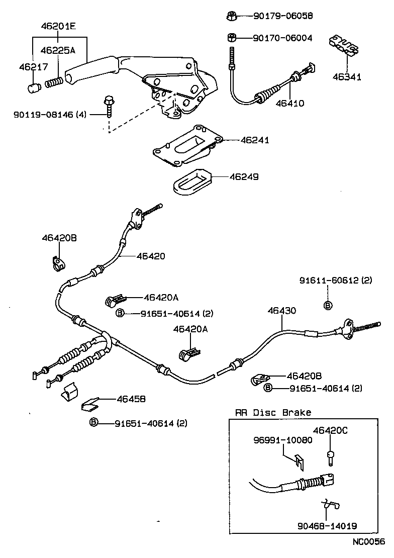 46430-13050 CABLE ASSY, PARKING BRAKE, NO.3 product image